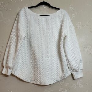 Elegant White Cable Knit Women's Top
